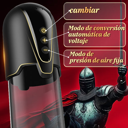 Armadura de Furia Roja – Bomba de Pene con Tecnología de Succión de 9 Niveles, Boca Roja y Túnel Texturizado