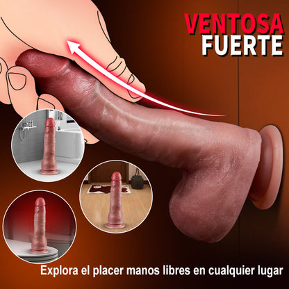 【Diseñado para principiantes】Casimir - Consolador anal realista de silicona de 7,4 pulgadas con función de calentamiento, empuje y vibración