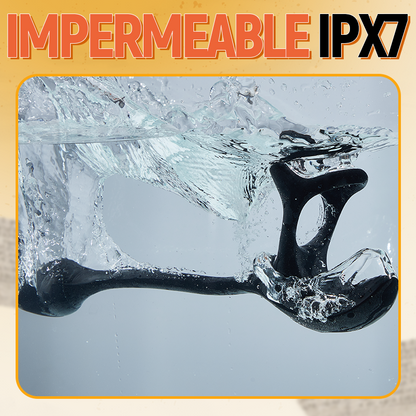 Estimulador vibratorio en forma de bola con anillos para el pene