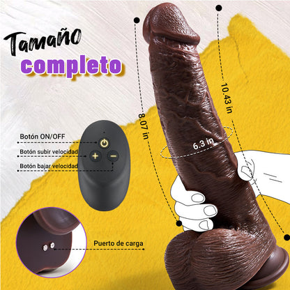 Outrider Dildo Realista Vibrador y de Empuje, Grueso y Largo 10,75 pulgadas