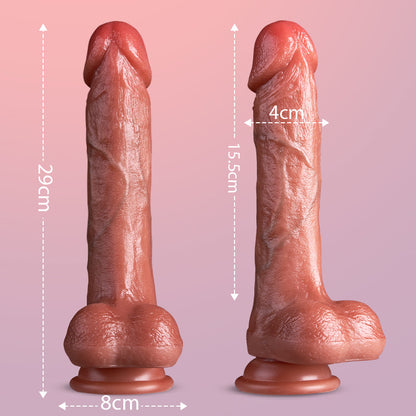 Neil - 9 Vibrador 3 Telescópico 3 Giratorio 22,5 cm Consolador realista calefactado