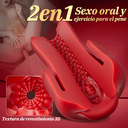 Armadura de Furia Roja – Bomba de Pene con Tecnología de Succión de 9 Niveles, Boca Roja y Túnel Texturizado