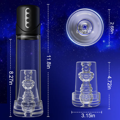 【HOT】Turbo Motors 2 IN 1 Electric Masturbator and Penis Pump 6 Suction Modes Matte Black Texture YINGJUE