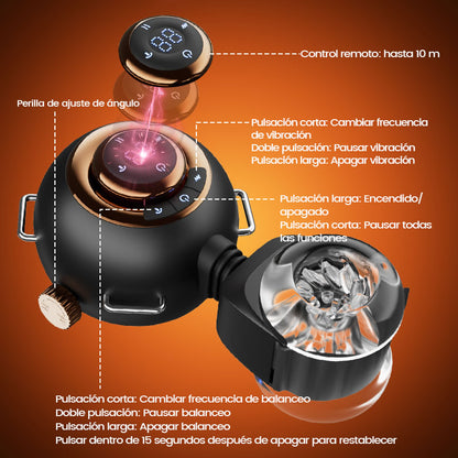 【Oferta relámpago: 30% DTO】Hazel - Masturbador Masculino Strap-On de Cintura Manos Libres con 9 Vibraciones, Balanceo y Empuje