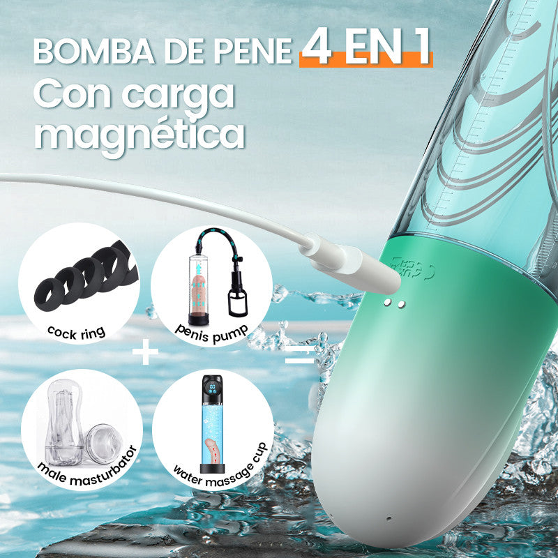 Green Pioneer - Bomba de Pene de Agua con 4 niveles de presión y 9 modos de succión y pantalla LCD