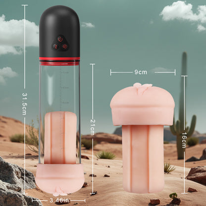 Acmejoy S-HANDE Bomba de Alargamiento Masculino con Forma de Vagina, 3 Succiones y 9 Vibraciones