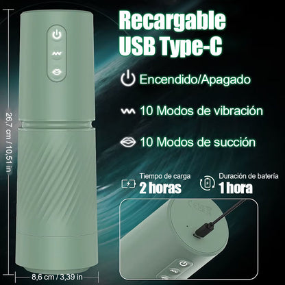 Abyss - Bomba de vacío para pene con 10 succiones y 10 vibraciones - Bomba de agrandamiento - Masturbador masculino