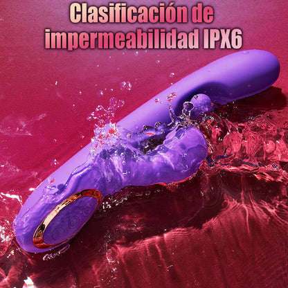 Estimulador de clítoris con lamido de lengua, vibrador de punto G con rotación de 360° y bola de frotamiento
