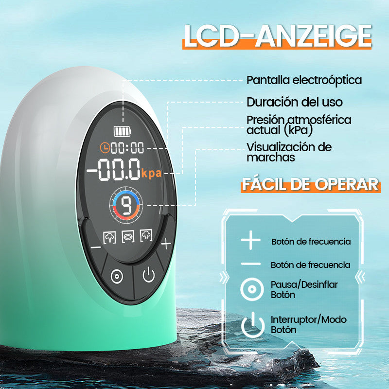 Green Pioneer - Bomba de Pene de Agua con 4 niveles de presión y 9 modos de succión y pantalla LCD