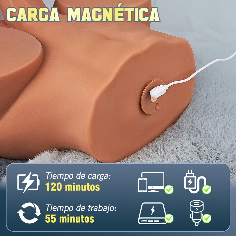 Consolador vibrador con efecto de empuje y trasero realista de 4,6 kg, color marrón