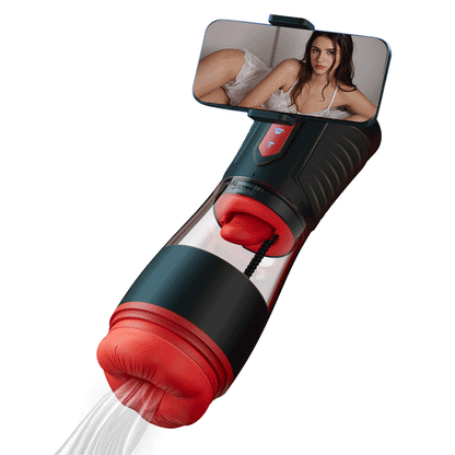 Kiss Mark -Masturbador masculino con auriculares, 9 vibraciones, 9 succiones, 9 rotaciones