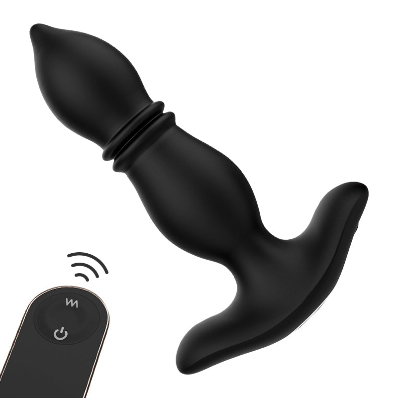 Plug anal prostático 2 en 1 9 modos de descarga 9 modos de vibración 14,5 cm Negro