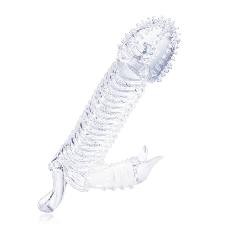 Bainha de pênis vibratória transparente de 19,6 cm