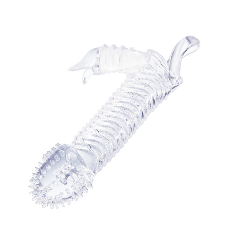 Bainha de pênis vibratória transparente de 19,6 cm