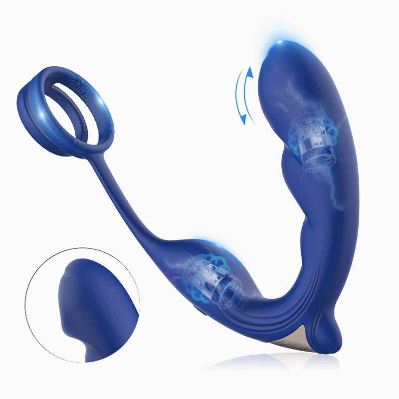 Blue Wing 9 Vibrating Prostate Massager Double Penis Ring