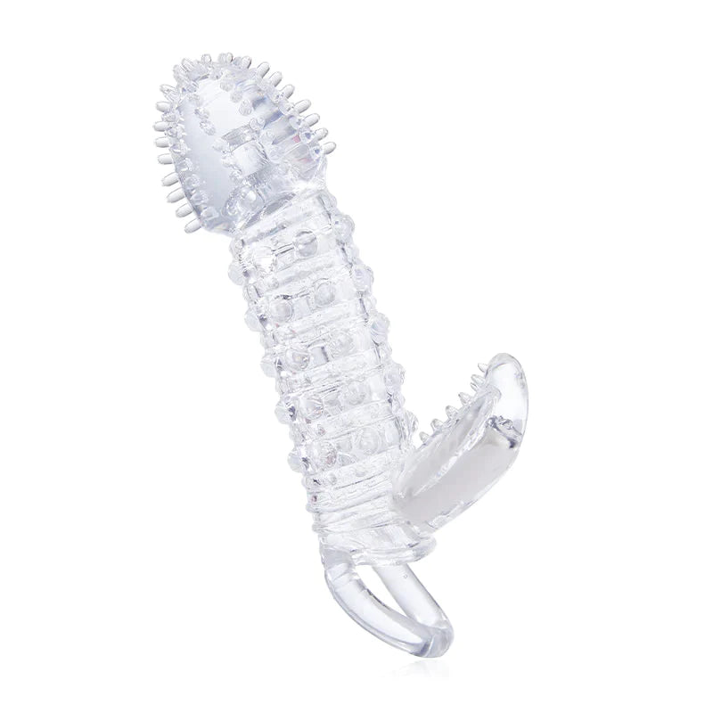 Transparent vibrating sleeve for penis 19.6 cm