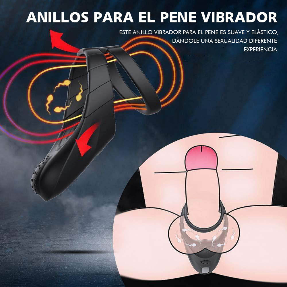 Anillo doble para el pene 10 puntos de estimulación por vibración