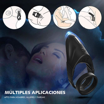Anillo doble para el pene 10 puntos de estimulación por vibración