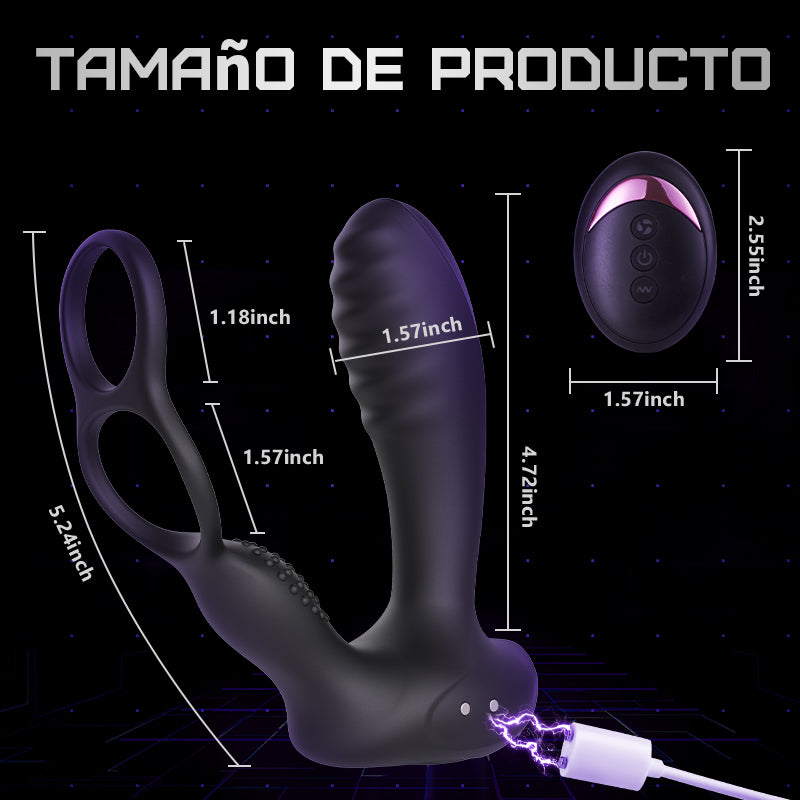 Vibrador anal inovador + anel peniano 10 vibrações