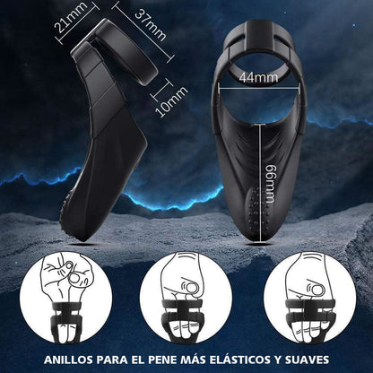 Anillo doble para el pene 10 puntos de estimulación por vibración